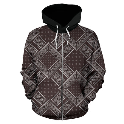 brown bandana zip up hoodie
