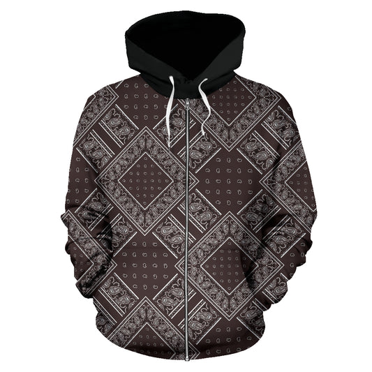 brown bandana zip up hoodie