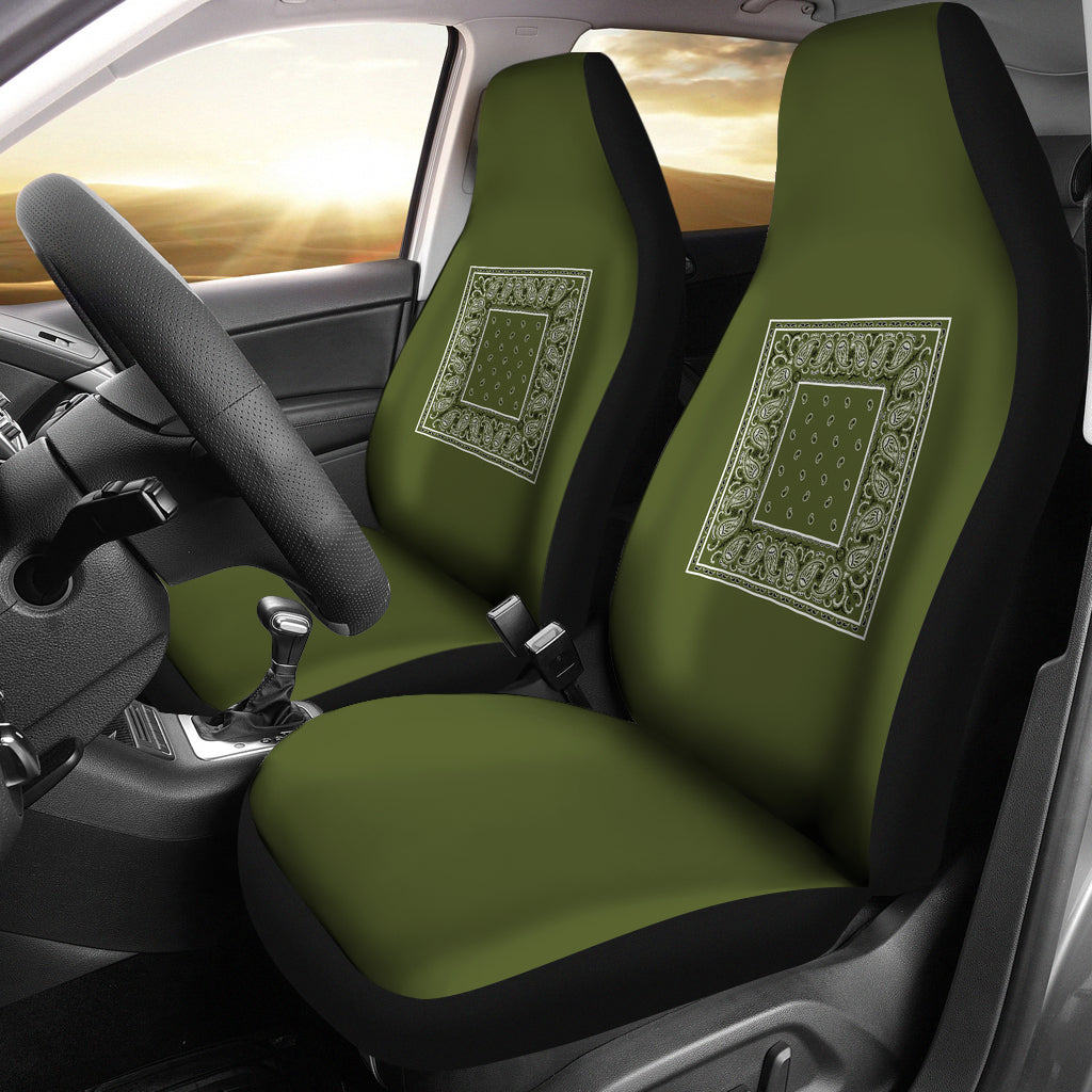 Army Green Bandana Car Seat Covers - Minimal