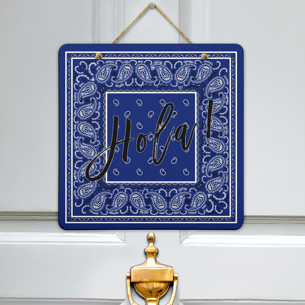 blue bandana hola sign