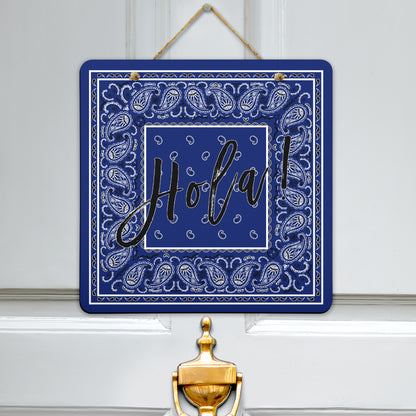 blue bandana hola sign