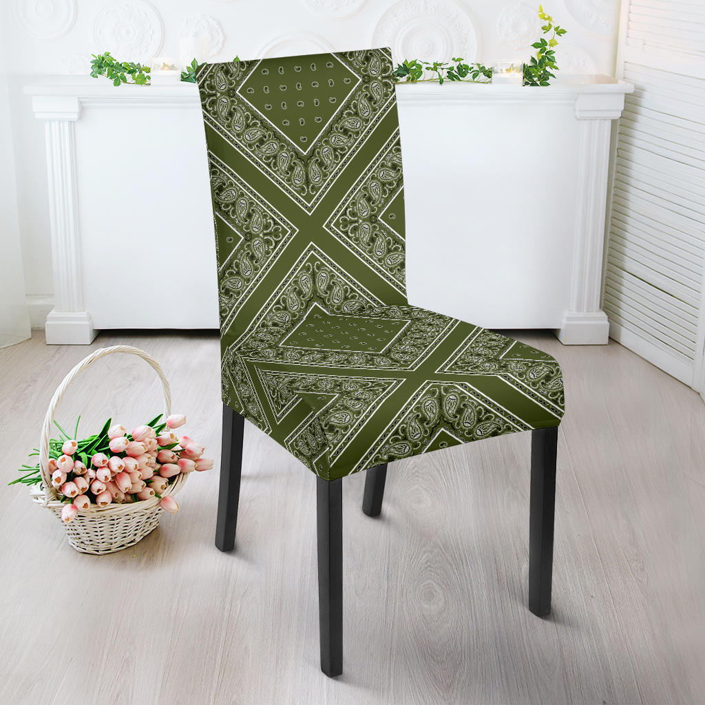 Army Green Bandana Dining Chair Slipcovers 