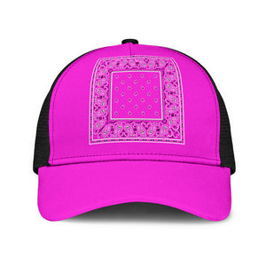 pink bandana print ball cap with mesh back