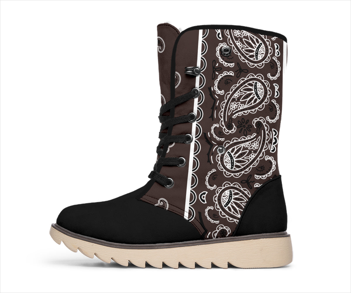 Coffee Brown Bandana Women's Winter Boots