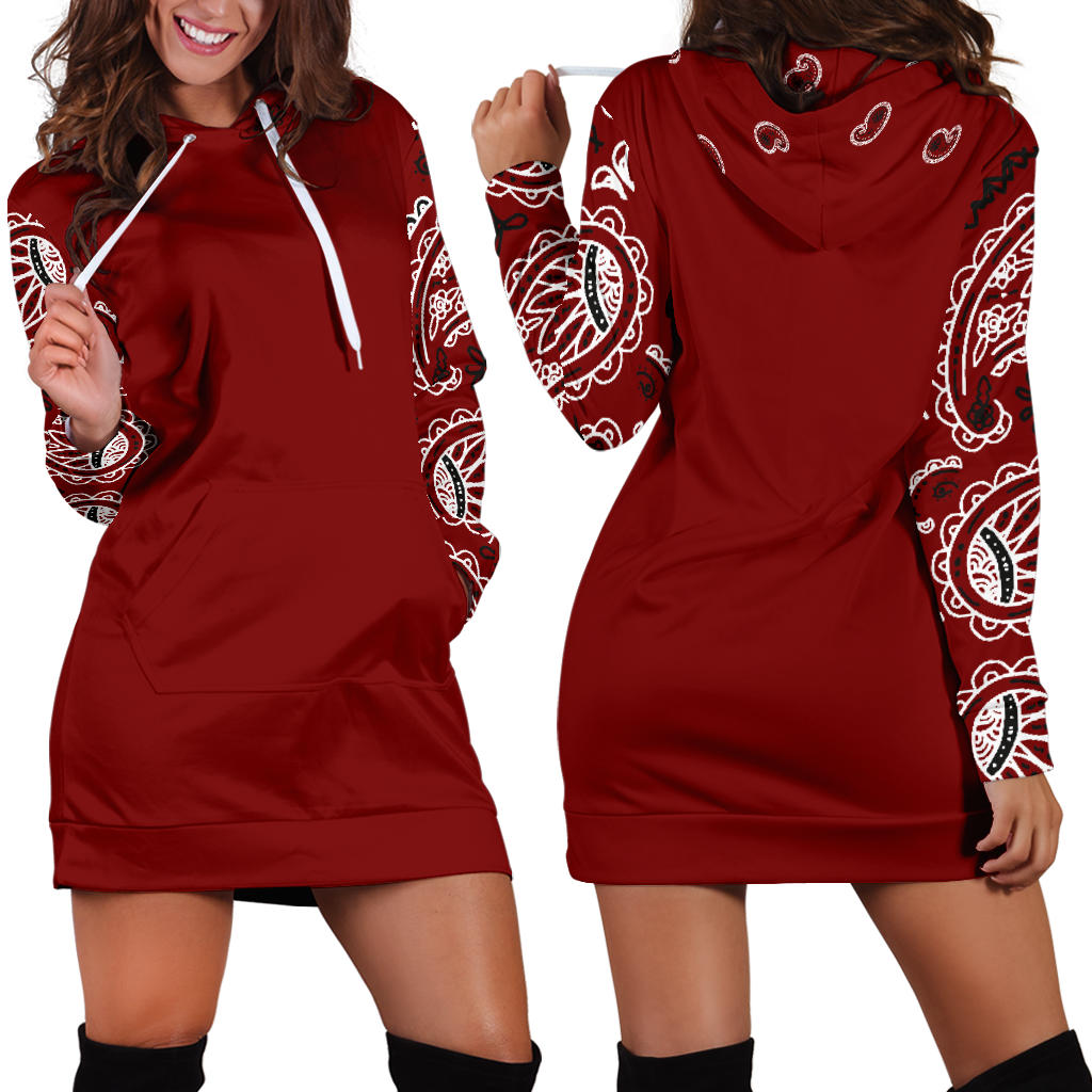 Maroon Bandana Hoodie Dress