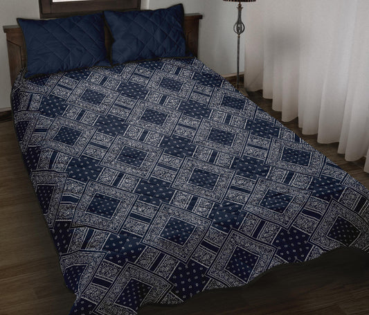 Quilt Set - Navy and White Bandana DB Quilt w/Shams