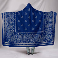 Blue and Gray Bandana Hooded Blanket