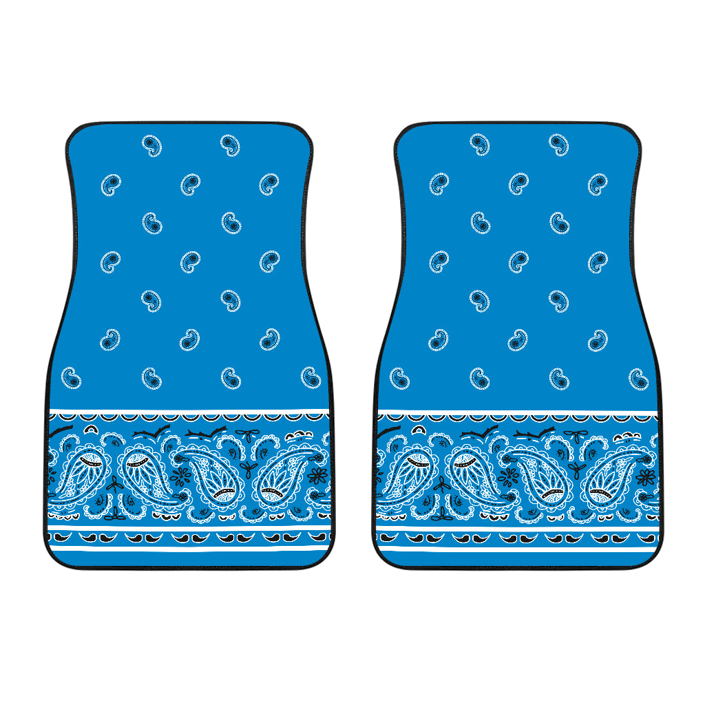 Dual Sky Blue Bandana Car Mats - Fancy