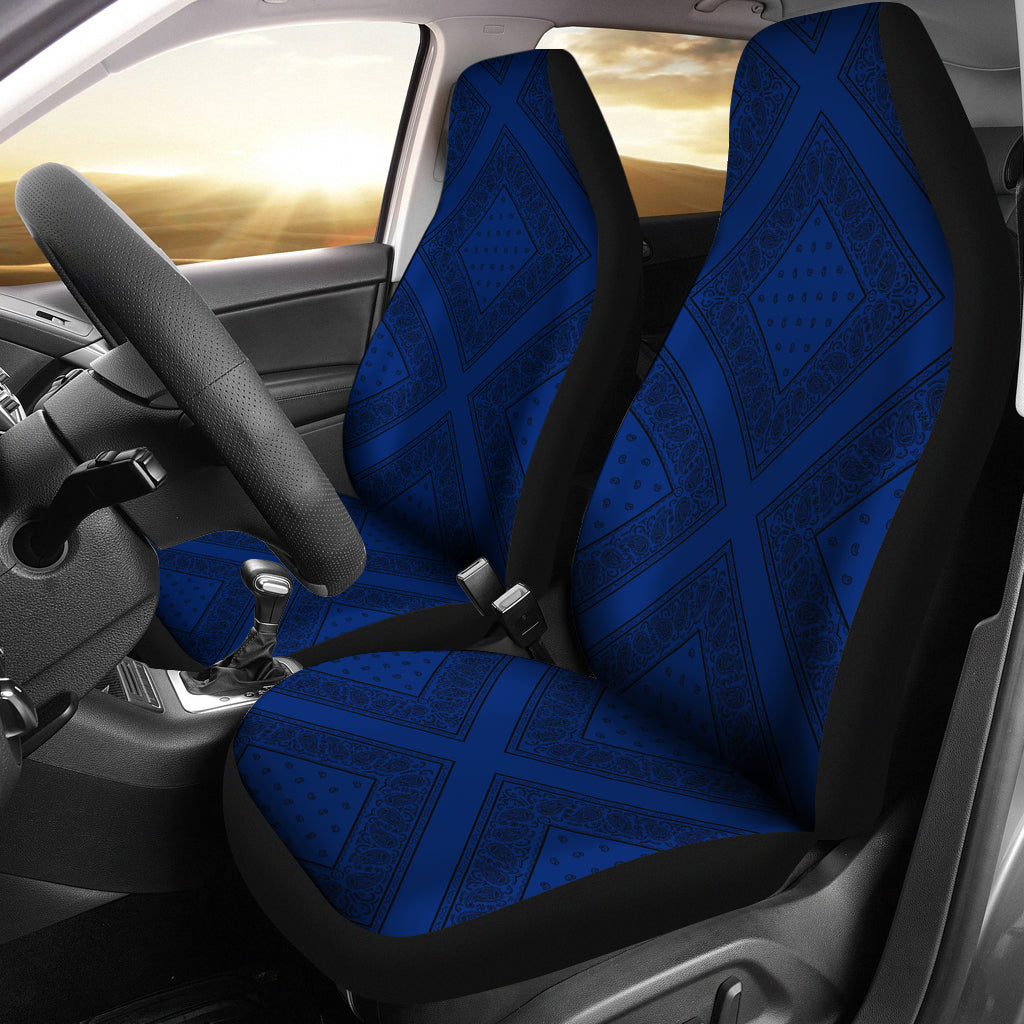 blue and black seat cover