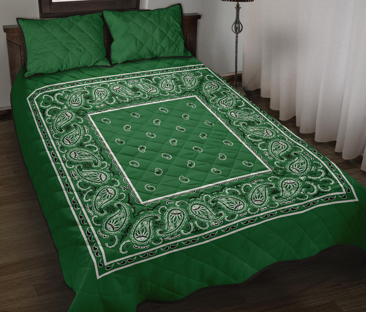Quilt Set - Classic Green Bandana Quilt w/Shams