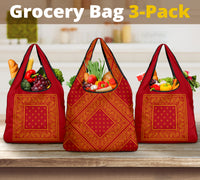 Red and Gold Bandana Grocery Bag 3-Pack
