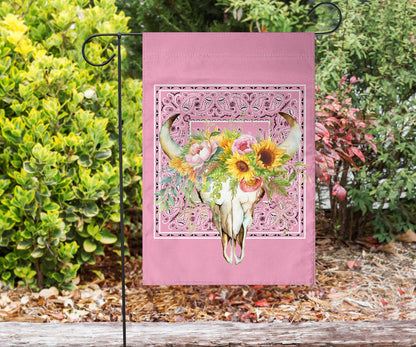 pink bandana cow skull flag