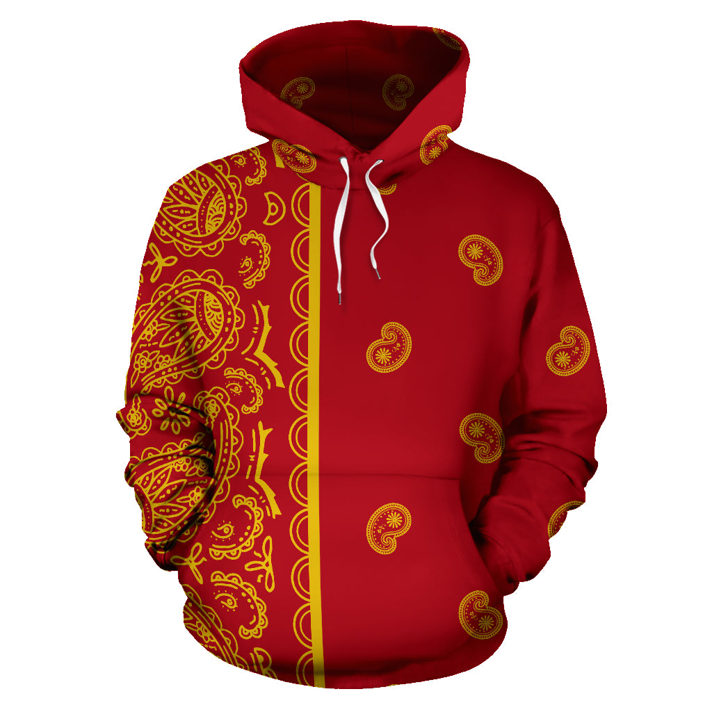 red and yellow bandana pullover hoodie