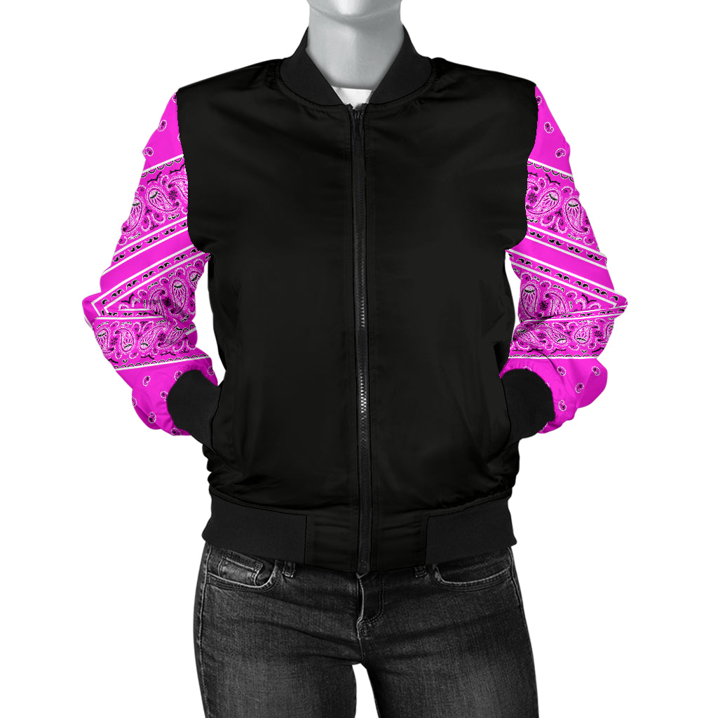 Women's Abruptly Pink Bandana Sleeved Bomber Jacket