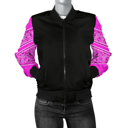 Women's Abruptly Pink Bandana Sleeved Bomber Jacket