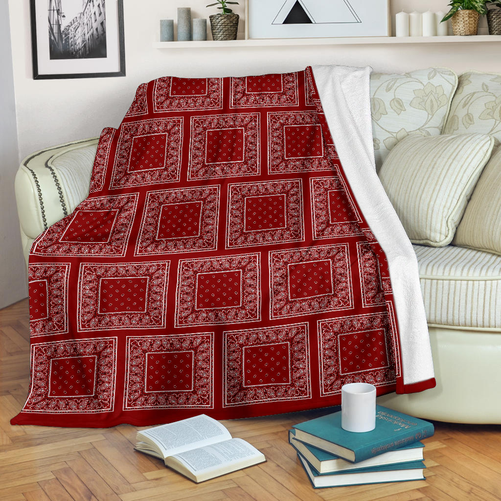 Maroon Bandana Patch Throw Blanket