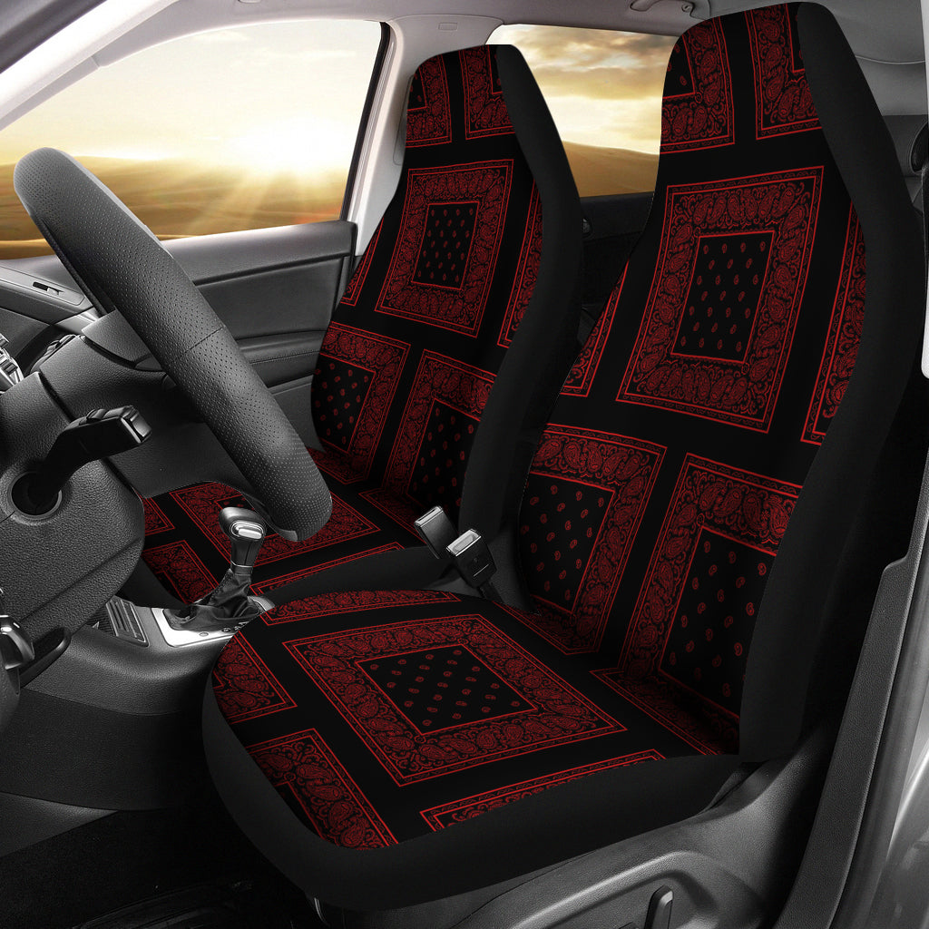 Black and Red Bandana Car Seat Covers - Patch