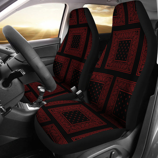 Black and Red Bandana Car Seat Covers - Patch