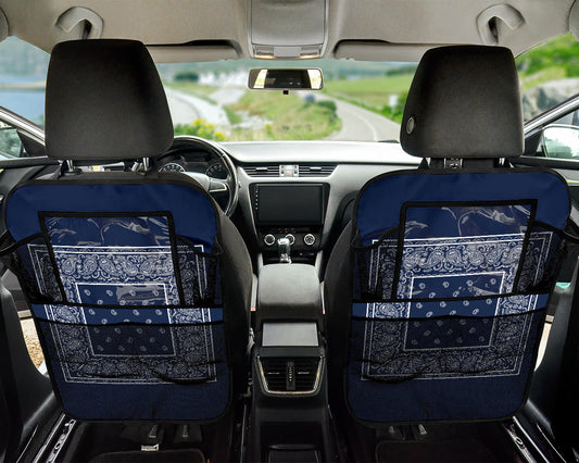 Navy and White  Bandana Car Seat Organizers