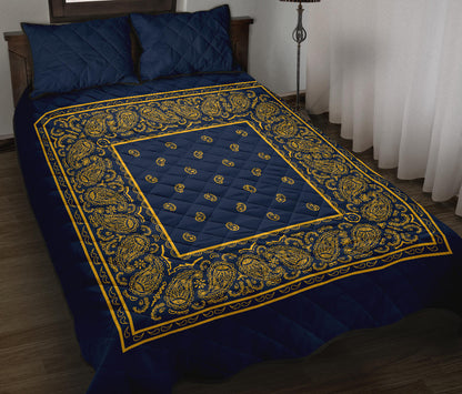 Quilt Set - Navy and Gold Bandana Quilt w/Shams
