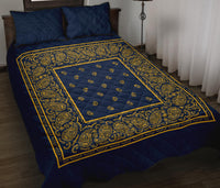 Navy and Gold Bandana Bed Quilts with Shams
