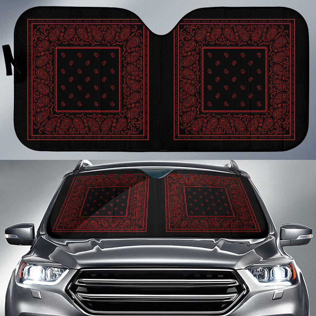 black and red bandana auto window shade