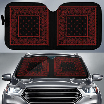 black and red bandana auto window shade
