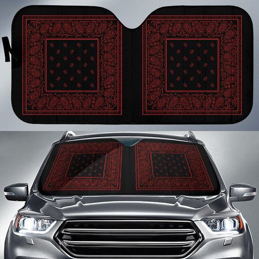 black and red bandana auto window shade