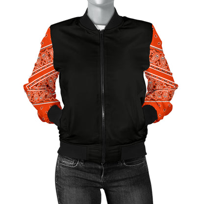 Women's Perfect Orange Bandana Sleeved Bomber Jacket