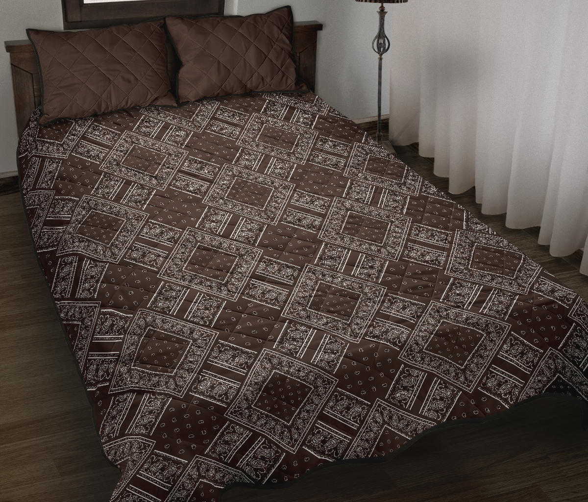 Quilt Set - Coffee Brown Bandana DB Quilt w/Shams