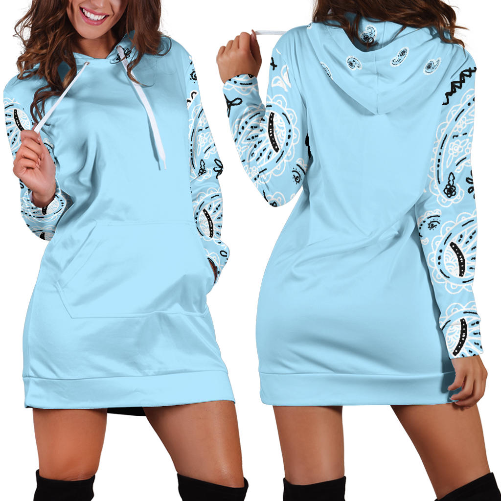 Powder Blue Bandana Hoodie Dress