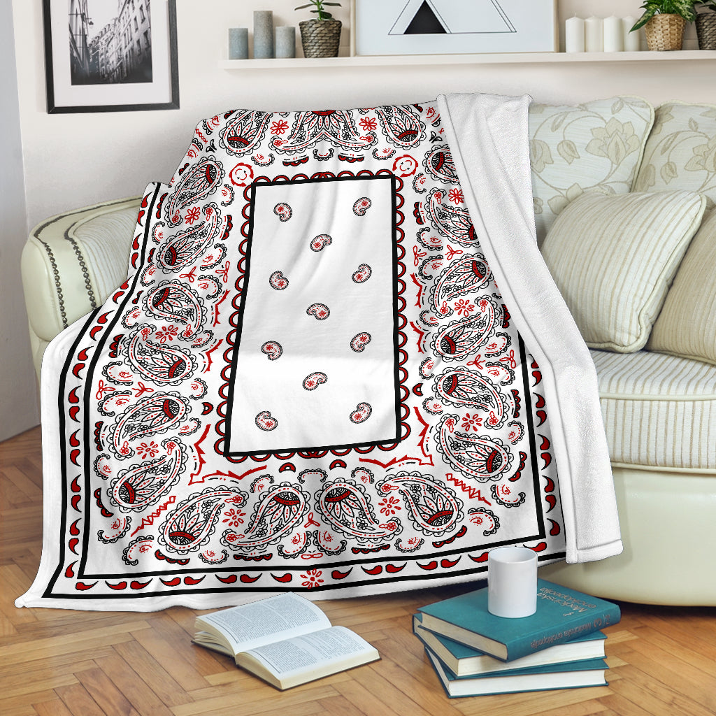 White Bandana Throw Blanket