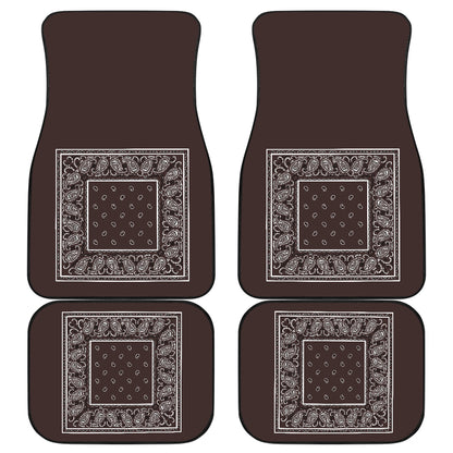 Quad Coffee Brown Bandana Car Mats - Minimal