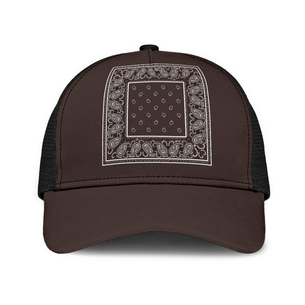 Coffee Brown Bandana Simple Mesh Back Cap