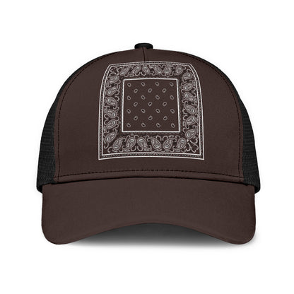 Coffee Brown Bandana Simple Mesh Back Cap