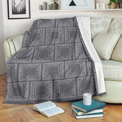 Ultra Plush Classic Gray Bandana Patch Throw Blanket