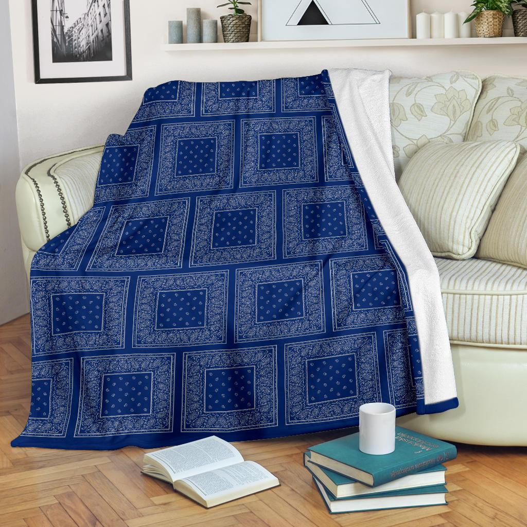 Blue Gray Bandana Throw Blanket