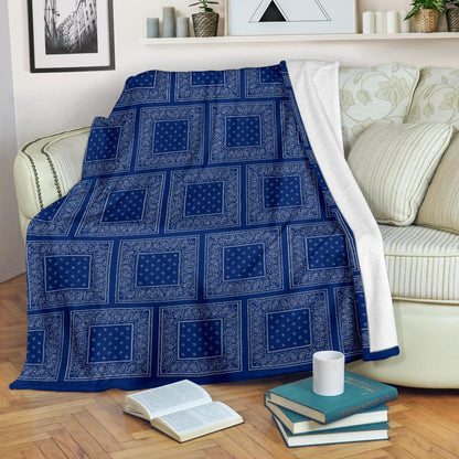 Blue Gray Bandana Throw Blanket