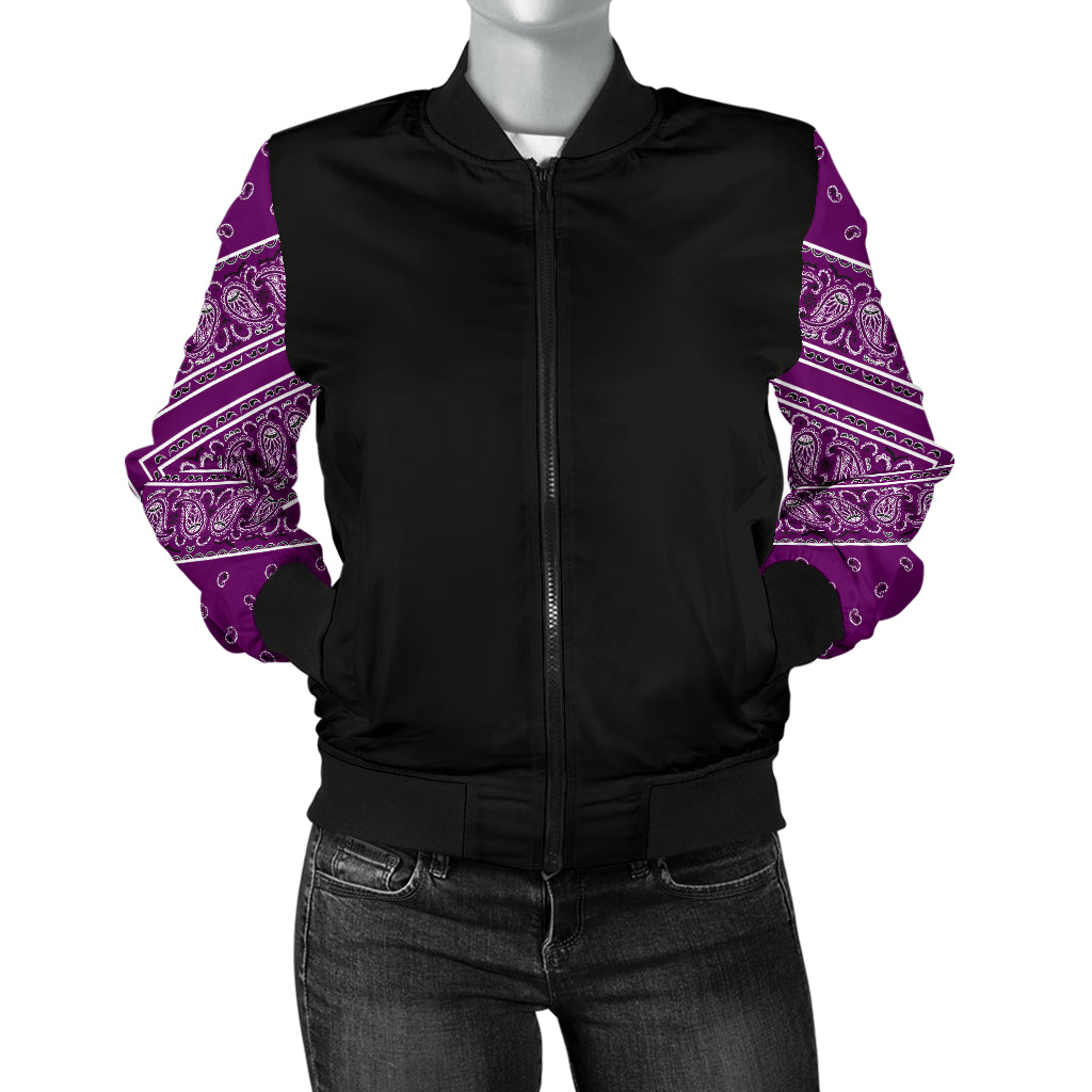 Women's Wild Plum Bandana Sleeved Bomber Jacket