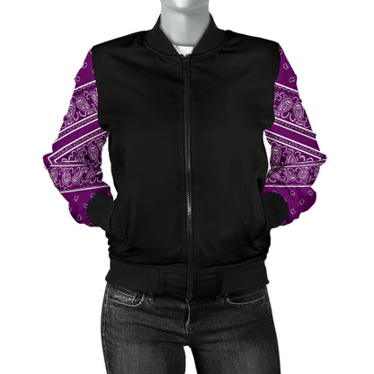 Women's Wild Plum Bandana Sleeved Bomber Jacket