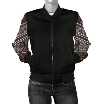 Women's Coffee Brown Bandana Sleeved Bomber Jacket