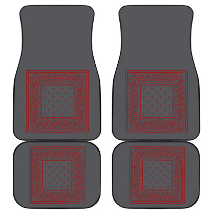 Quad Gray and Red Bandana Car Mats - Minimal