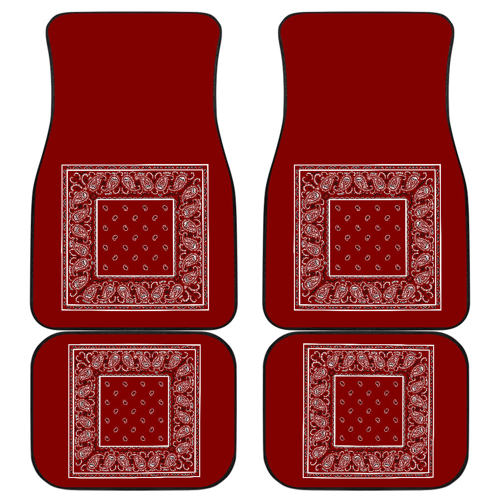 Quad Maroon Bandana Car Floor Mats - Minimal