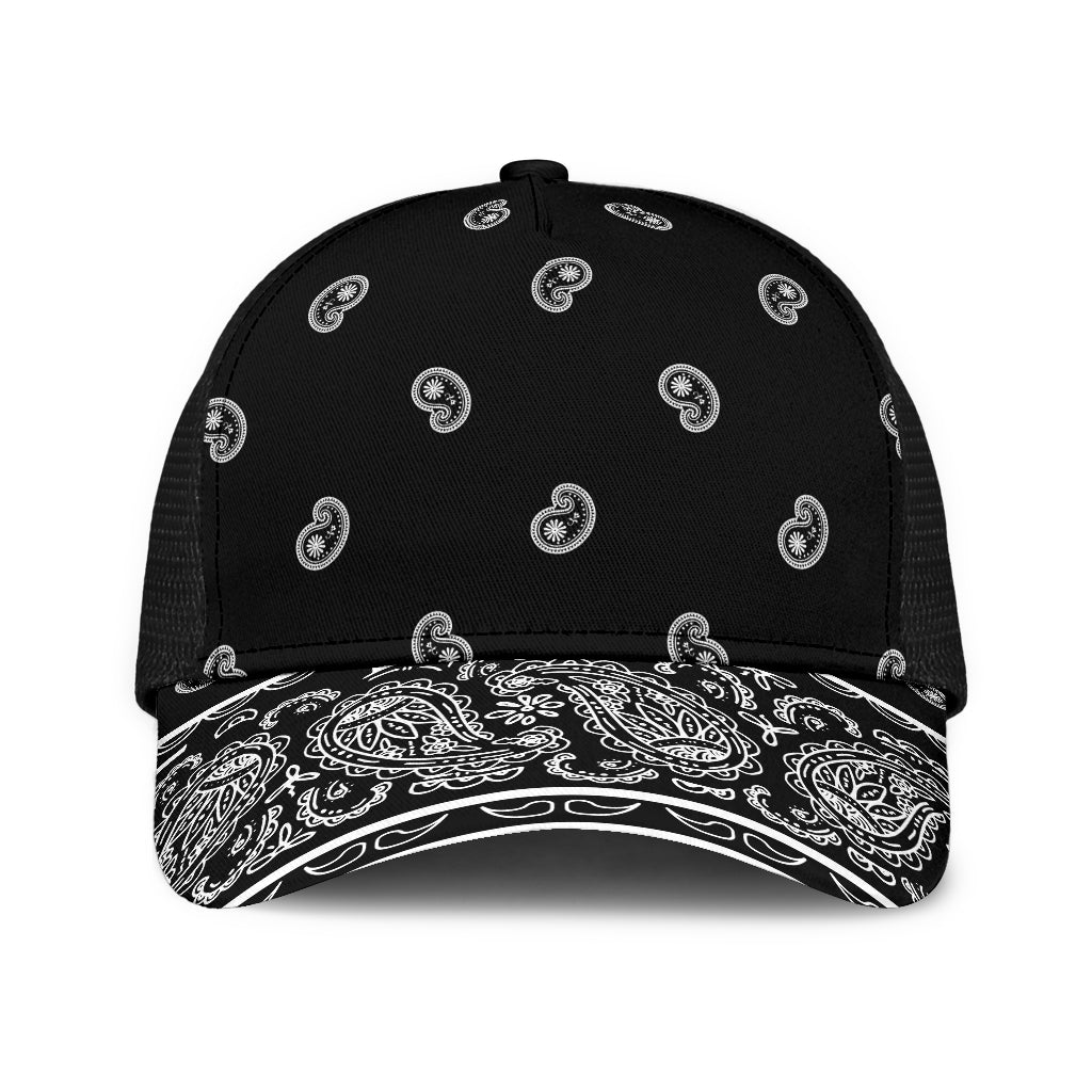 black bandana print mesh back cap