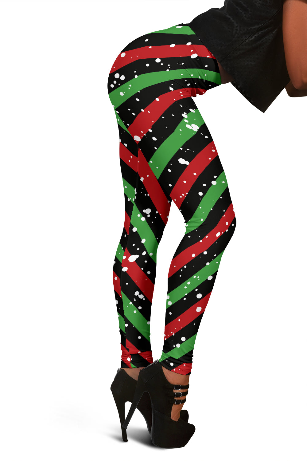 Christmas Leggings - Womens Candy Red Green Black Leggings
