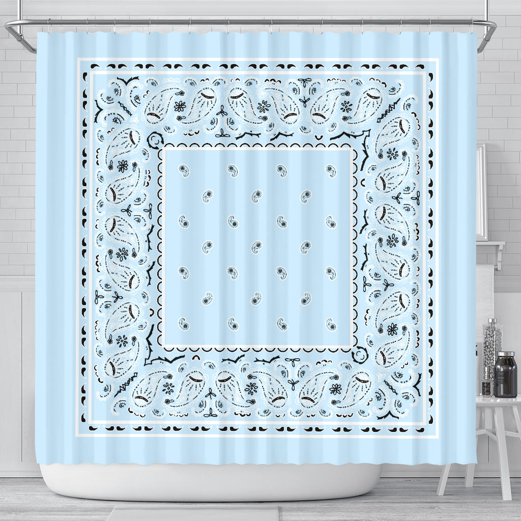 Light Blue Bandana Shower Curtain