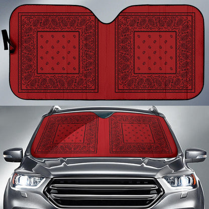 red and black bandana auto window shade