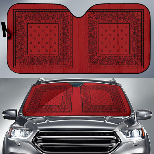 red and black bandana auto window shade