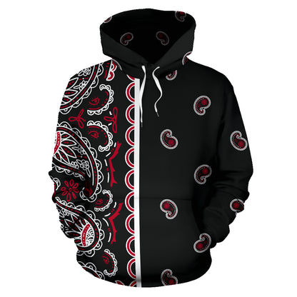 Asymmetrical Wicked Black Bandana Pullover Hoodie
