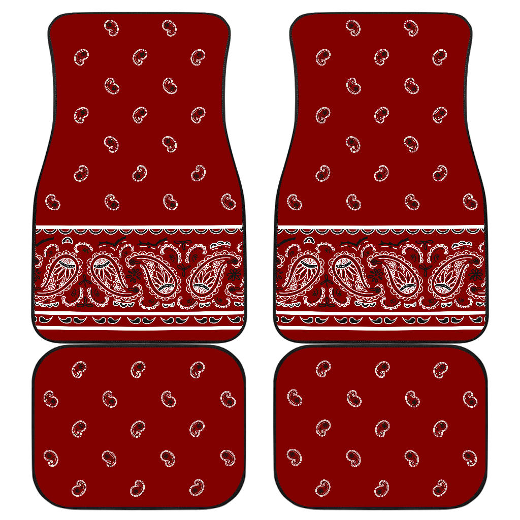 Quad Maroon Bandana Car Floor Mats - Fancy